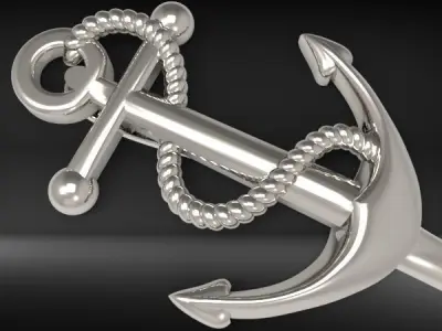 MENS ANCHOR PENDANT NECKLACE ROPE DESIGN JEWELRY 3D print model purchase