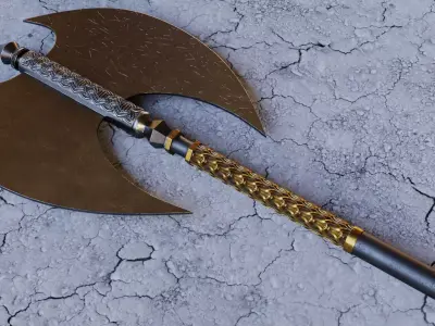 Viking Axe Low-poly 3D model 2