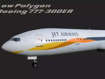 Boeing 777 Jet Airways Low-poly 3D model