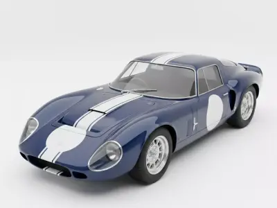 1964 Shelby Daytona Coupe Blue with Wimbledon White Stripes Low-poly 3D model