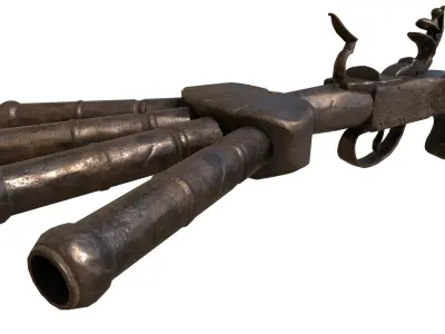 Flintlock Pistol Low-poly 3D model 4