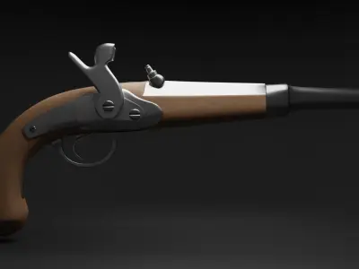 LOW POLY Flintlock Pistol  Low-poly 3D model