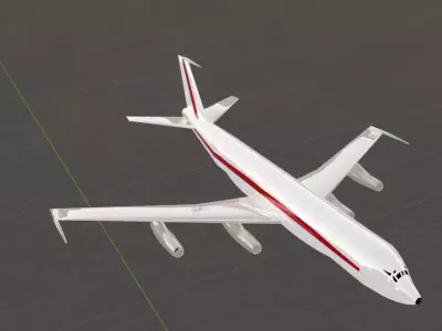 Fictional Quad Engine 1950s Jetliner 707-320 Inspired Low-poly 3D model
