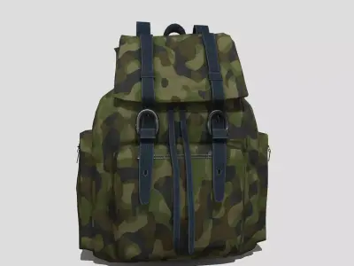 Military camouflage backpack  Low-poly 3D model