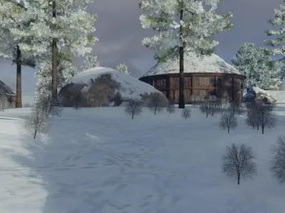 Snowy Mountain Village 3D model buy