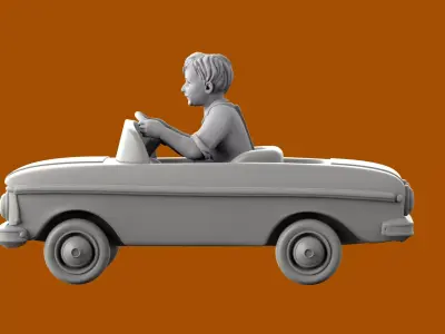 Boy in Toy Car STL  Scale  Kids Vehicle Figurine Diorama   3D print model