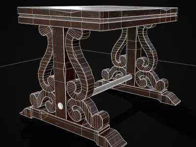 Mahogany Medieval Antique End Table Low-poly 3D model