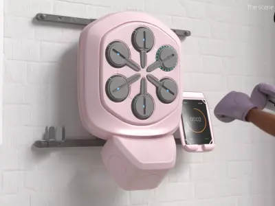 Interactive Wall Punch Trainer Pink 3D model