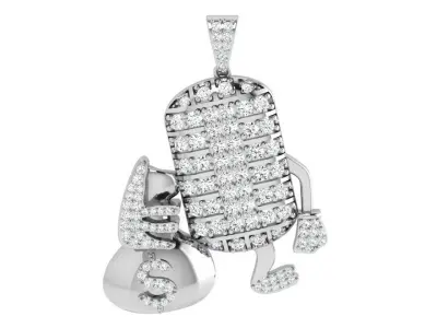 French Pave Military Dollar Pendant 4094 3D print model