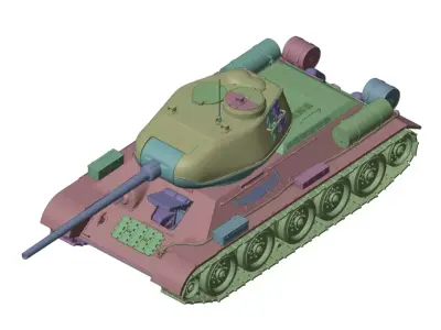 Full-interior T-34-85 Tank Free 3D print model