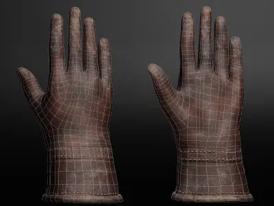 Leather gloves Low-poly 3D model