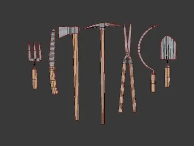 Garden tools Lite Free low-poly 3D model
