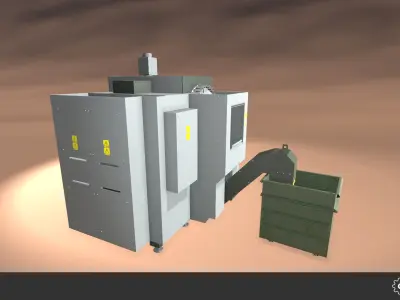 CNC Mill Set Low-poly 3D model