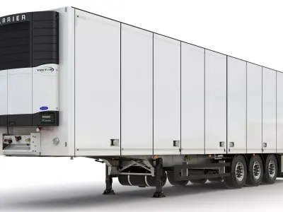 Semi-Trailer With Folding Doos 3D model