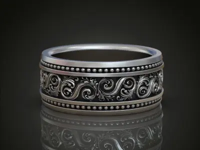 Vintage Baroque Band Ring 3D print model
