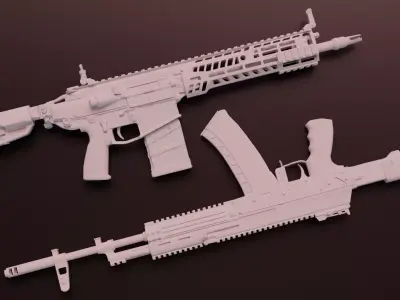 XM7 SIG MCX Spear and AK12BR BUNDLE Low-poly 3D model