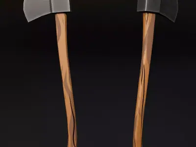 Wooden axe low poly 3d model Low-poly 3D model
