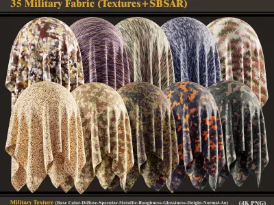 35 Military Fabric Texture and SBSAR 3D model