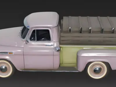 Realistic 50s Classic Pickup Truck 3D Model Low-poly 3D model