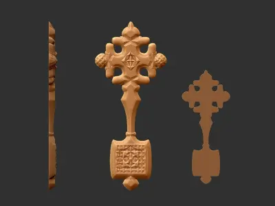 Cross antique carved jewel 3D print model