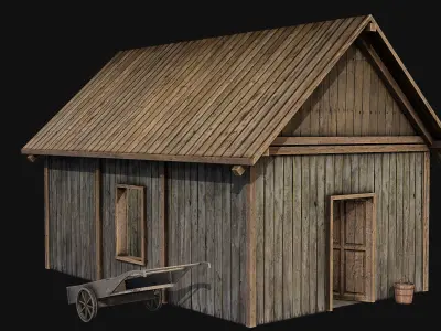 Old Medieval Building  Low-poly 3D model