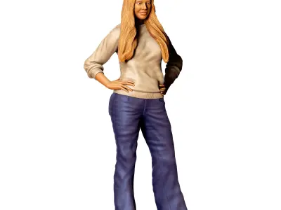 N6 woman from 60s posing with cars 3D print model