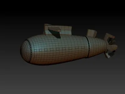 Submarine low poly 3D 3D model