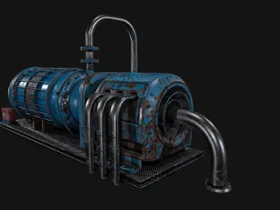 Generator old rusty machine Low-poly 3D model