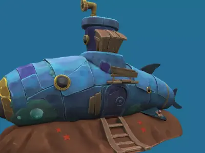 Submarine House Hand-Painted Low-poly 3D model