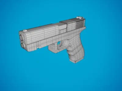 Glock 9mm pistol low poly Low-poly 3D model