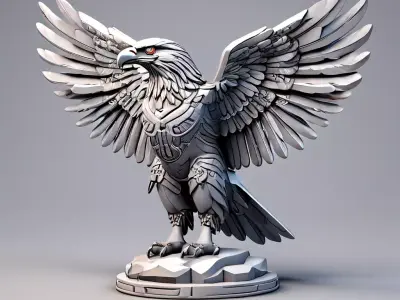 Mechanical Eagle Statue 3D Model Low-poly 3D model