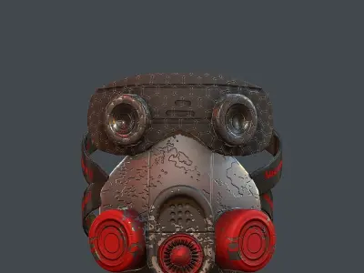 Gas mask helmet 3d model scifi Low-poly  Low-poly 3D model 40