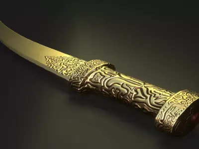 Low Poly Golden Dagger Low-poly 3D model
