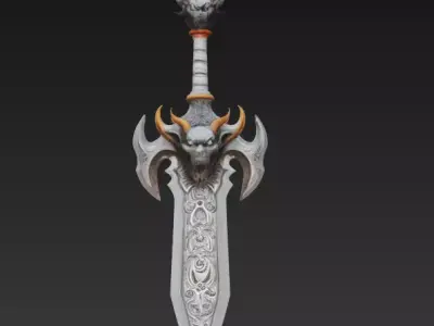 Ashhorn Doomblade - Infernal Skull War Sword Low-poly 3D model