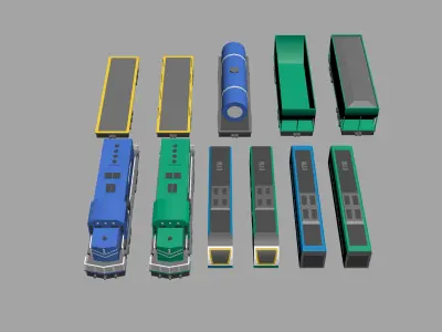 Low Poly Train pack Low-poly 3D model
