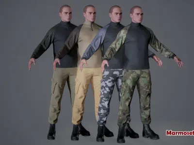 Man Military Style - Rigged  Low-poly 3D model