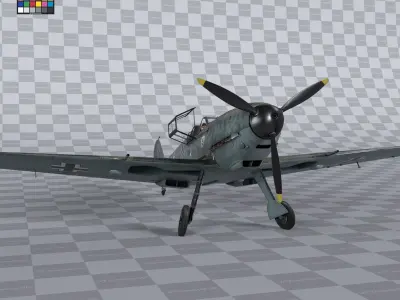 Messerschmitt BF109 German Fighter Airplane Green V3 3D model