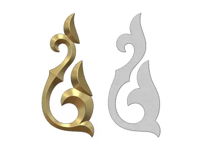 Carved floral scroll onlay and molding relief 3D print model purchase