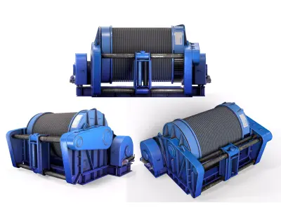 Industrial Marine Winch Low-poly 3D model