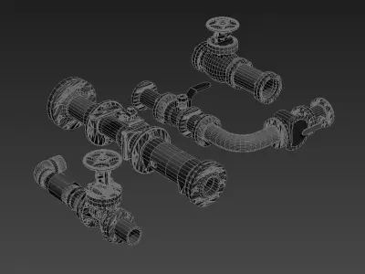 pipe pipes industrial low poly pipeline valve game ready 3D model