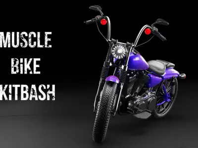 Hard surface Motorcycle KitBash parts 3D model