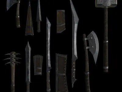 Fantasy Weapons Pack 2 - Brute Low-poly 3D model