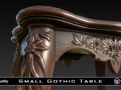 PBR Small Gothic Table Low-poly 3D model