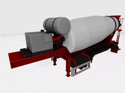 Concrete mixer trailer 3D model