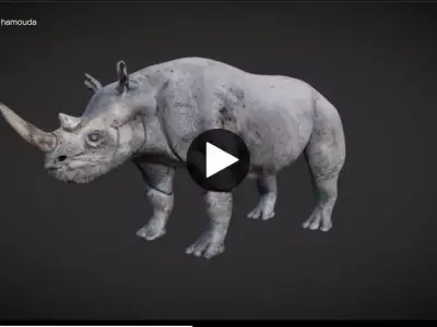Rhino in video game Low-poly 3D model