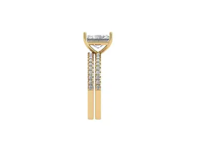 Radiant Solitaire Ring Bridal Set 3D print model