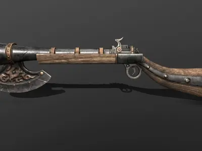 musket with axe Free low-poly 3D model