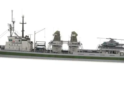 research vessel Low-poly 3D model