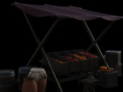 Display stand fruits Store Low-poly 3D model