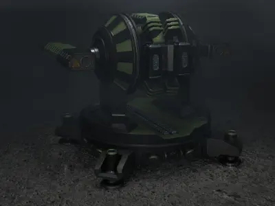 Sci-Fi Turret Low-poly 3D model